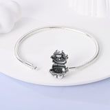 925 Sterling Silver Pink Paw-Clasp Bracelet for Charms fine Jewelry Women