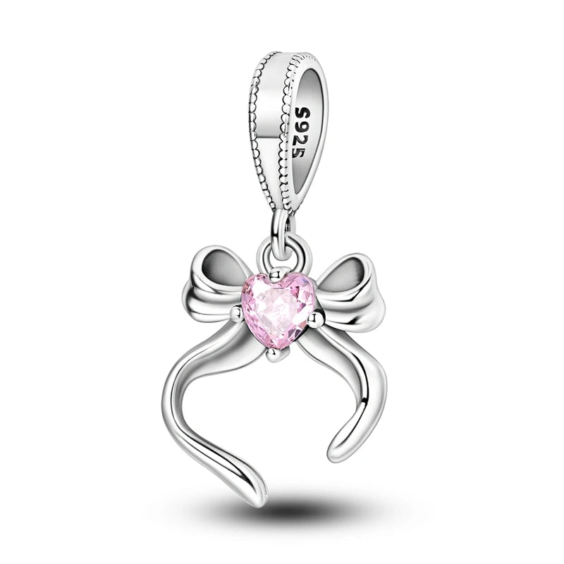 925 Sterling Silver Pink Bow Charm – Zarabelas
