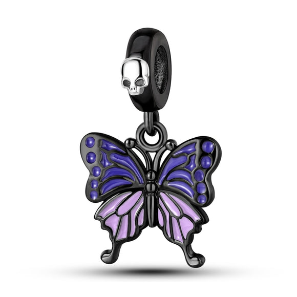 925 Sterling Silver Gothic Butterfly Charm for Bracelets Fine Jewelry Women Pendant