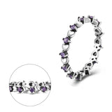 925 Sterling Silver Purple Hearts Stackable Ring for Women Fine Jewelry Gift