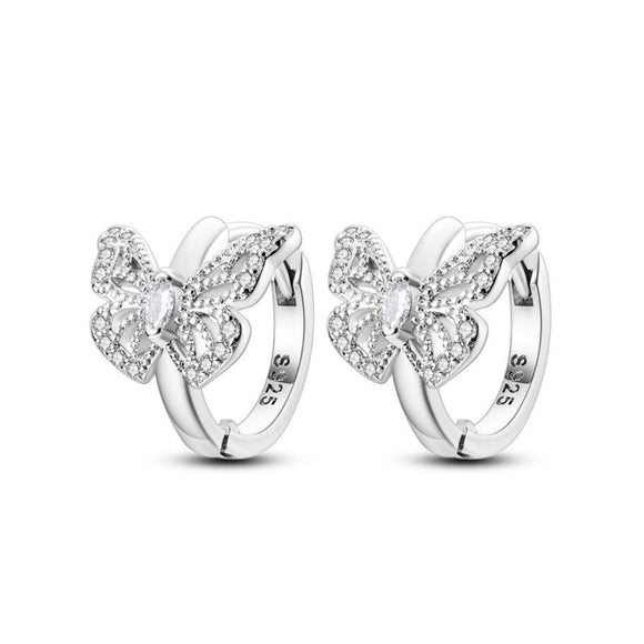 925 Sterling Silver Butterfly Hoop Earrings for Women Fine Jewelry