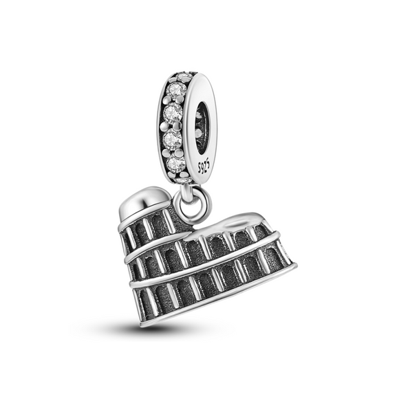 925 Sterling Silver Rome Colosseum Charm for Bracelets Fine Jewelry Women Pendant