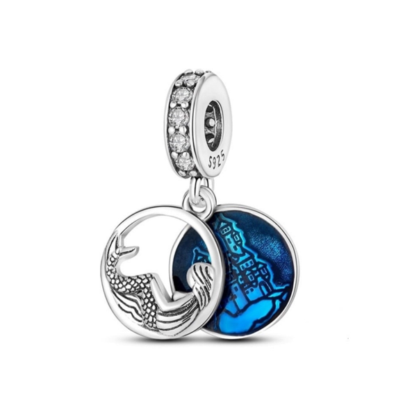 925 Sterling Silver Mermaid Dangle Charm for Bracelets Fine Jewelry Women Pendant Necklace