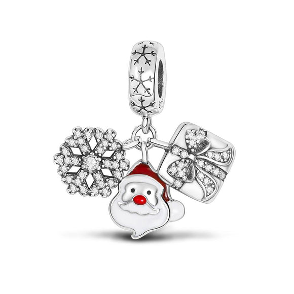 925 Sterling Silver Christmas Dangle Charm for Bracelets Fine Jewelry Women Pendant Necklace