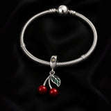 925 Sterling Silver Cherries Charm for Bracelets Fine Jewelry Women