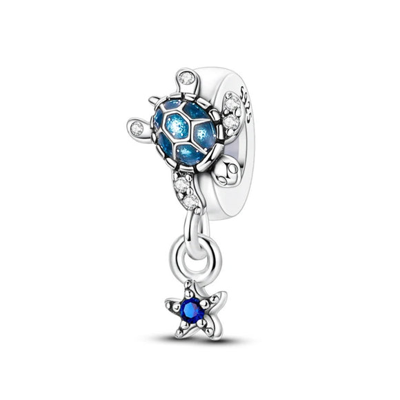 925 Sterling Silver Turtle Spacer Charm for Bracelets Fine Jewelry Women Pendant
