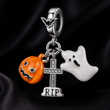 925 Sterling Silver Spooky Halloween Charm for Bracelets Jewelry Pendant