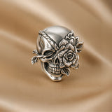 925 Sterling Silver Skull with Rose Charm for Bracelets Fine Jewelry Women Pendant