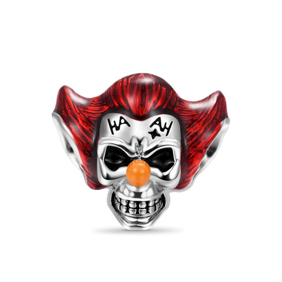 925 Sterling Silver Scary Clown Halloween Charm for Bracelet Fine Jewelry Women Pendant