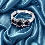 925 Sterling Silver Black Moissanite Ring for Women Fine Jewelry Engagement
