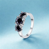925 Sterling Silver Black Moissanite Ring for Women Fine Jewelry Engagement