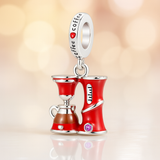 925 Sterling Silver I Love Coffee Charm for Bracelets Fine Jewelry Women Pendant