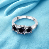 925 Sterling Silver Black Moissanite Ring for Women Fine Jewelry Engagement
