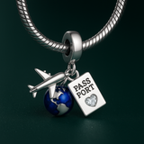 925 Sterling Silver Travel Dangle Charm for Bracelets Fine Jewelry Women Pendant Necklace