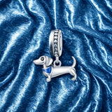 925 Sterling Silver Dachshund Charm for Bracelets Fine Jewelry Women Pendant