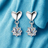 925 Sterling Silver White Moissanite Heart Earrings for Women Fine Jewelry