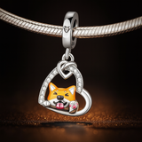 925 Sterling Silver Corgi Heart Charm for Bracelets Fine Jewelry women Pendant