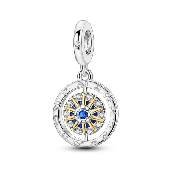 925 Sterling Silver Star Compass Charm