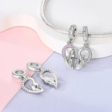 925 Sterling Silver Sister Forever Charm for Bracelets Fine Jewelry Women Pendant