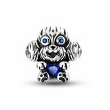 925 Sterling Silver Dog with Heart Charm for Bracelets Fine Jewelry Women