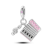 925 Sterling Pink Accordion Silver Charm for Bracelets Fine Jewelry Women Pendant
