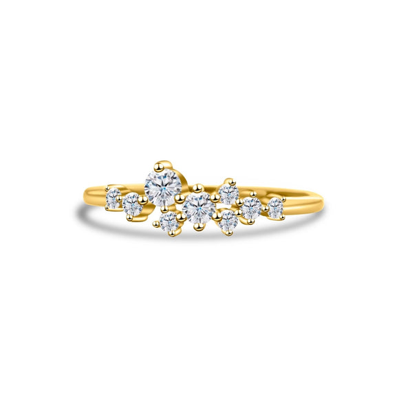 925 Sterling Silver 0.3 CT Moissanite Gold-Plated Ring