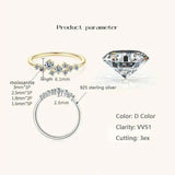 925 Sterling Silver 0.3 CT Moissanite Gold-Plated Ring