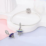 925 Sterling Silver Alien Spaceship Charm for Bracelets Fine Jewelry Women Pendant
