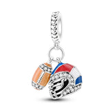 925 Sterling Silver American Football Charm for Bracelets Fine Jewelry Women Pendant