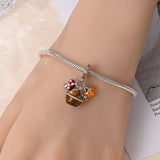 925 Sterling Silver Autumn Basket Charm for Bracelets Fine Jewelry Women Pendant