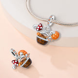 925 Sterling Silver Autumn Basket Charm for Bracelets Fine Jewelry Women Pendant