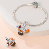 925 Sterling Silver Autumn Basket Charm for Bracelets Fine Jewelry Women Pendant