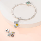 925 Sterling Silver Autumn Colored Leaves Charm for Bracelet Fine Jewelry Women Pendant