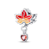 925 Sterling Silver Autumn Leaf Charm for Barcelets Fine Jewelry Women Pendant