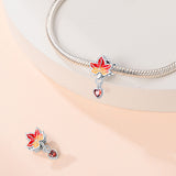 925 Sterling Silver Autumn Leaf Charm for Barcelets Fine Jewelry Women Pendant