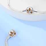 925 Sterling Silver Autumn Leaf Clasp Bracelet for Charms Fine Jewelry Women