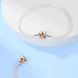 925 Sterling Silver Autumn Leaf Clasp Bracelet for Charms Fine Jewelry Women