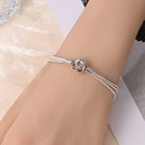 925 Sterling Silver Autumn Leaf Clasp Bracelet for Charms Fine Jewelry Women