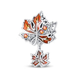 925 Sterling Silver Autumn Leaves Charm for Bracelets Fine Jewelry Women