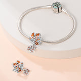 925 Sterling Silver Autumn Leaves Charm for Bracelets Fine Jewelry Women