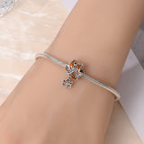 925 Sterling Silver Autumn Leaves Charm for Bracelets Fine Jewelry Women