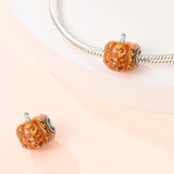 925 Sterling Silver Autumn Pumpkin Charm for Bracelets Fine Jewelry Women