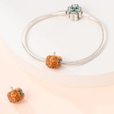 925 Sterling Silver Autumn Pumpkin Charm for Bracelets Fine Jewelry Women