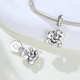 925 Sterling Silver Baby Boy with Teddy Bear Charm for Bracelets Fine Jewelry Women Pendant