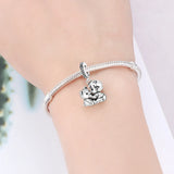925 Sterling Silver Baby Boy with Teddy Bear Charm for Bracelets Fine Jewelry Women Pendant