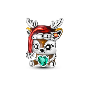 925 Sterling Silver Baby Reindeer Charm for Bracelets Fine Jewelry Women
