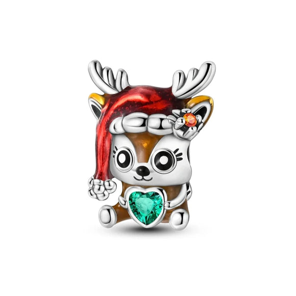 925 Sterling Silver Baby Reindeer Charm for Bracelets Fine Jewelry Women