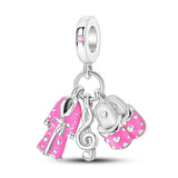 925 Sterling Silver Bathrobe and Slippers Charm for Bracelets Fine Jewelry Women Pendant