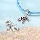 925 Sterling Silver Beach Charm for Bracelets Fine Jewelry Women 