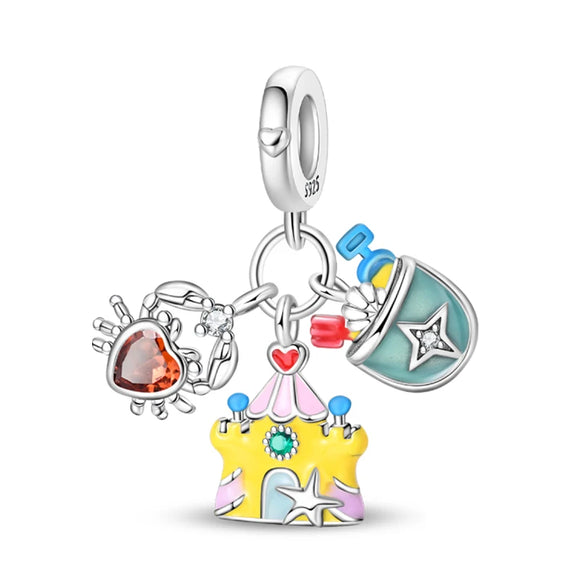 925 Sterling Silver Beach Fun Charm for Bracelets Fine Jewelry Women Pendant